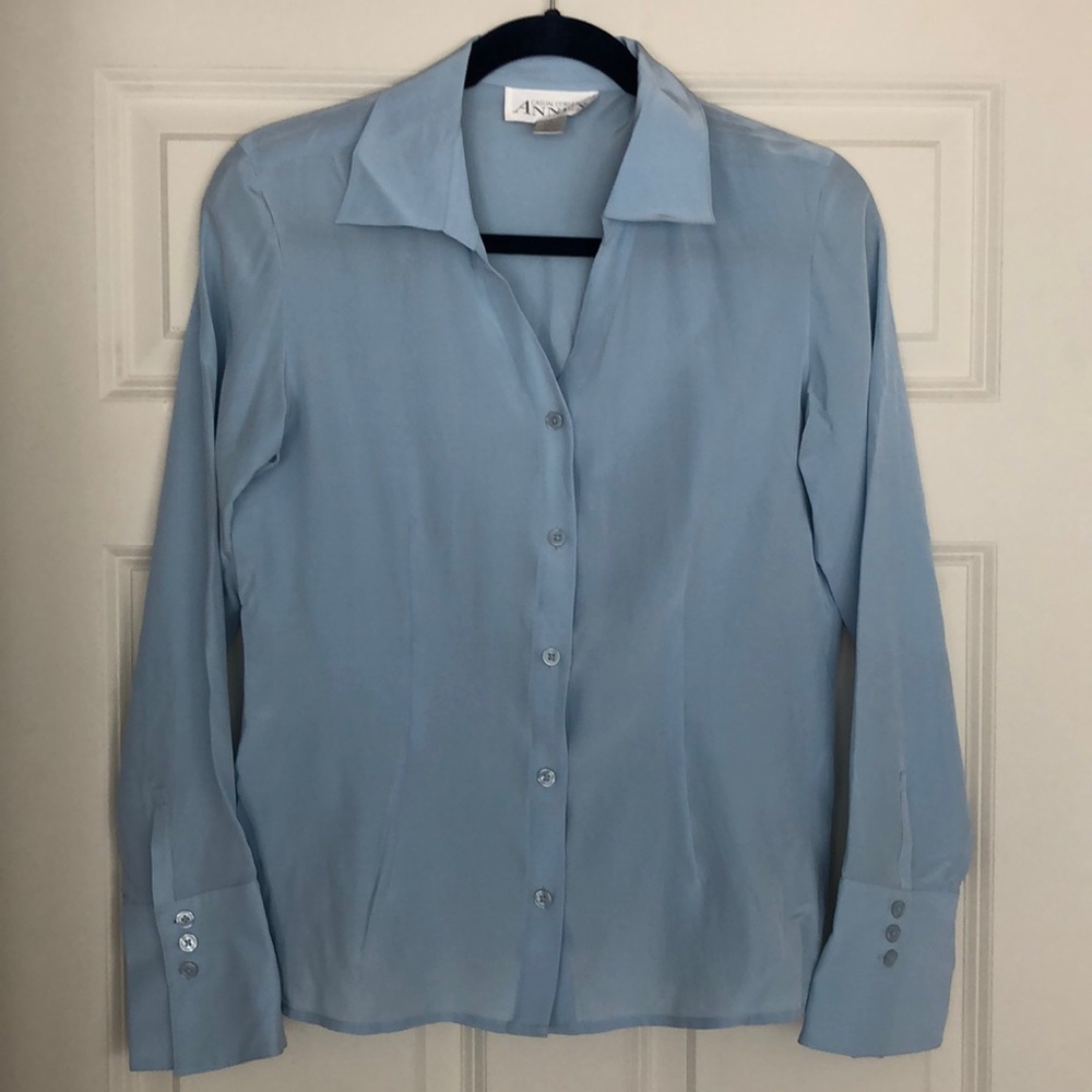 FINAL PRICE 100% silk light blue dress shirt